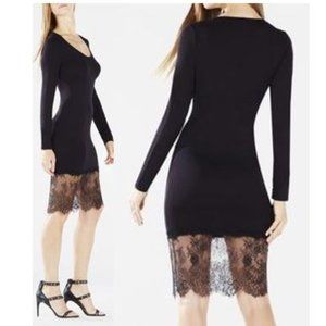 BCBGMaxAzria “Livi” Lace-Hem Ribbed Tunic Dress XXS